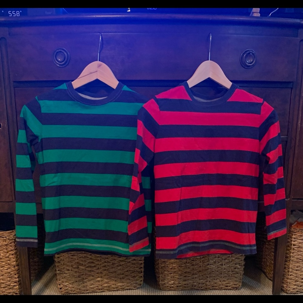2  TWO LOT Hanna Andersson Boys Long Sleeve Rugby stripe t shirts !!!! Classic